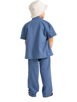 Lindex Kids' Linen Blend Trousers, Dusty Blue - view 2, Dusty Blue