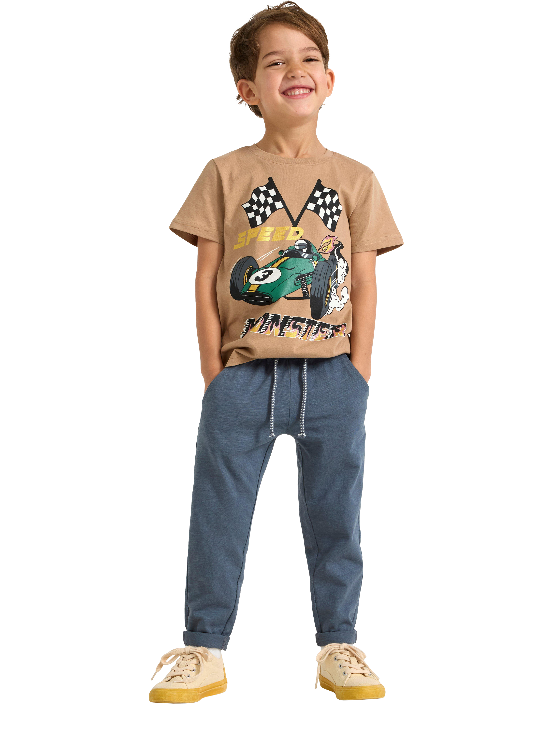 Product image 1 of 5, which shows Lindex Kids' Cotton Slub Jersey Joggers, Dark Grey, 2-3 years