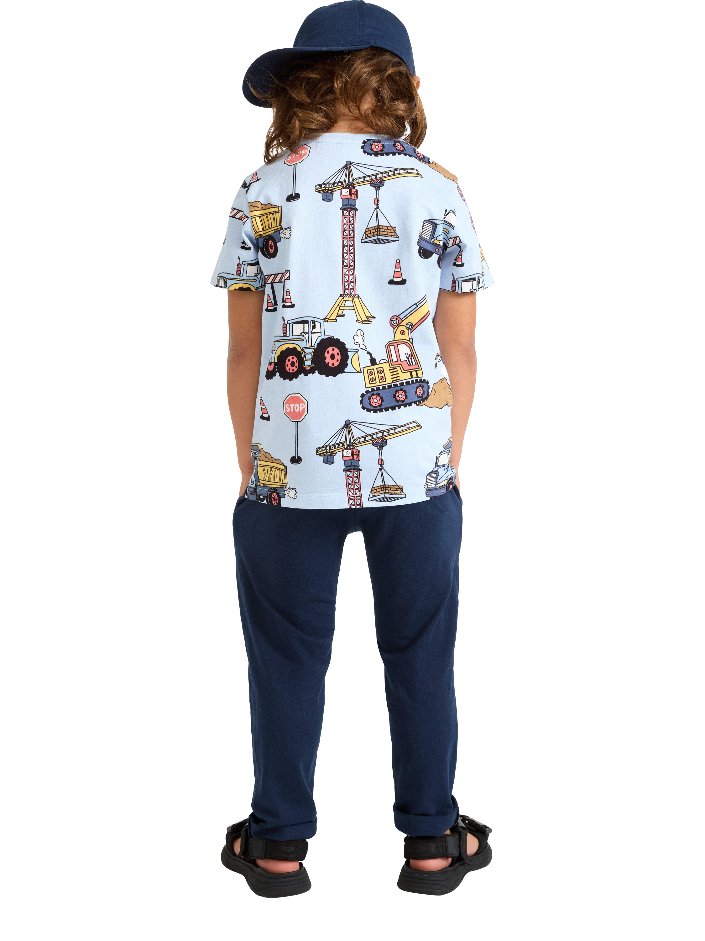 Product image 2 of 6, which shows Lindex Kids' Cotton Slub Jersey Joggers, Dark Blue, 2-3 years