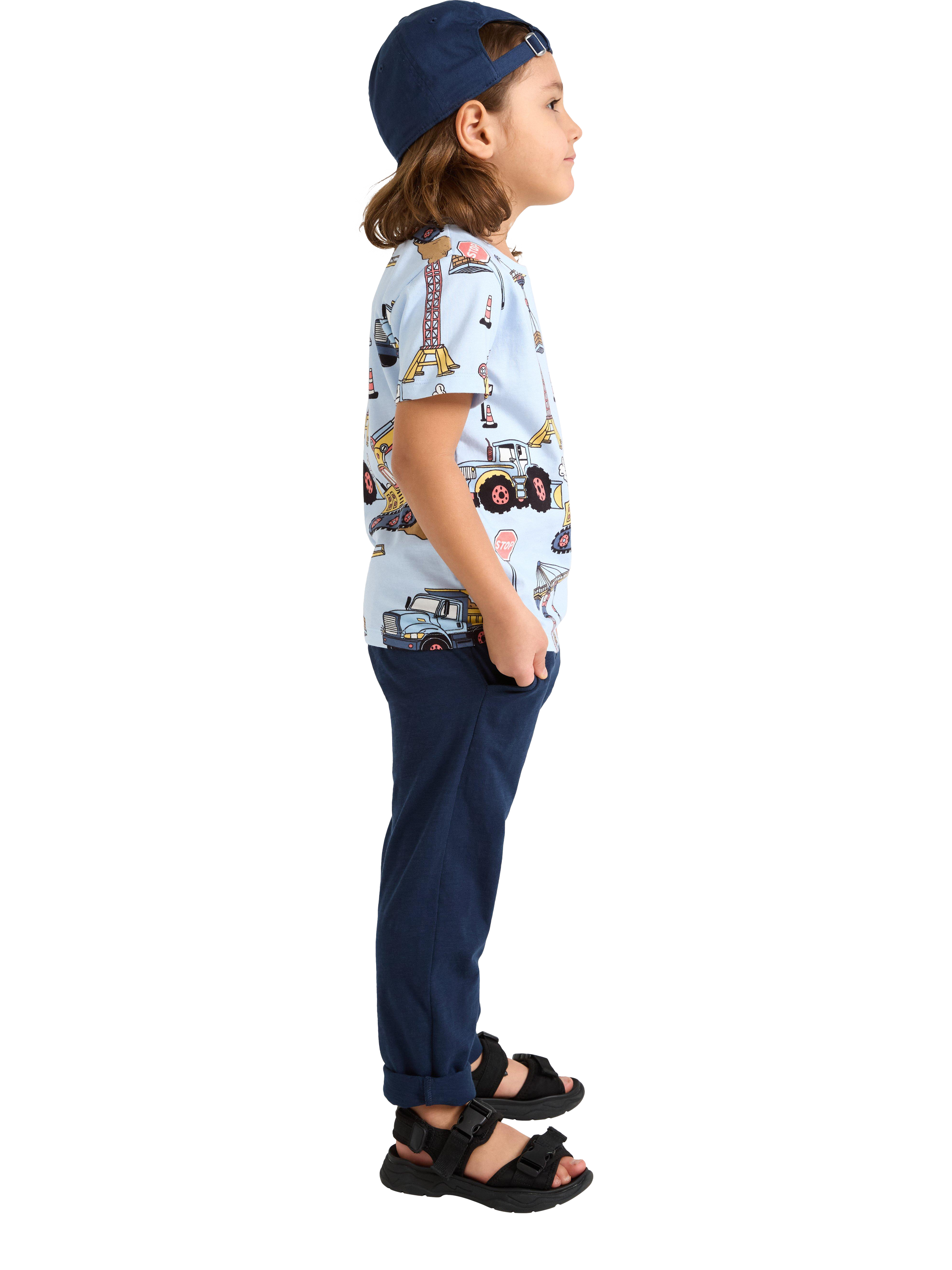 Product image 3 of 6, which shows Lindex Kids' Cotton Slub Jersey Joggers, Dark Blue, 2-3 years