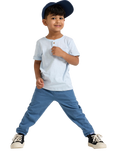 Lindex Kids' Cotton Slub Jersey Joggers, Dusty Blue