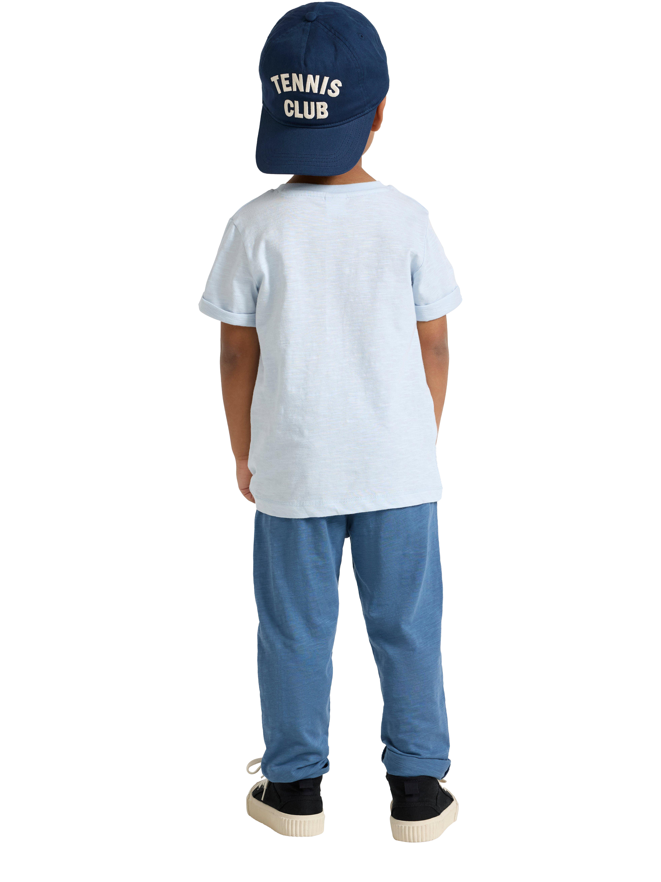 Product image 2 of 6, which shows Lindex Kids' Cotton Slub Jersey Joggers, Dusty Blue, 2-3 years