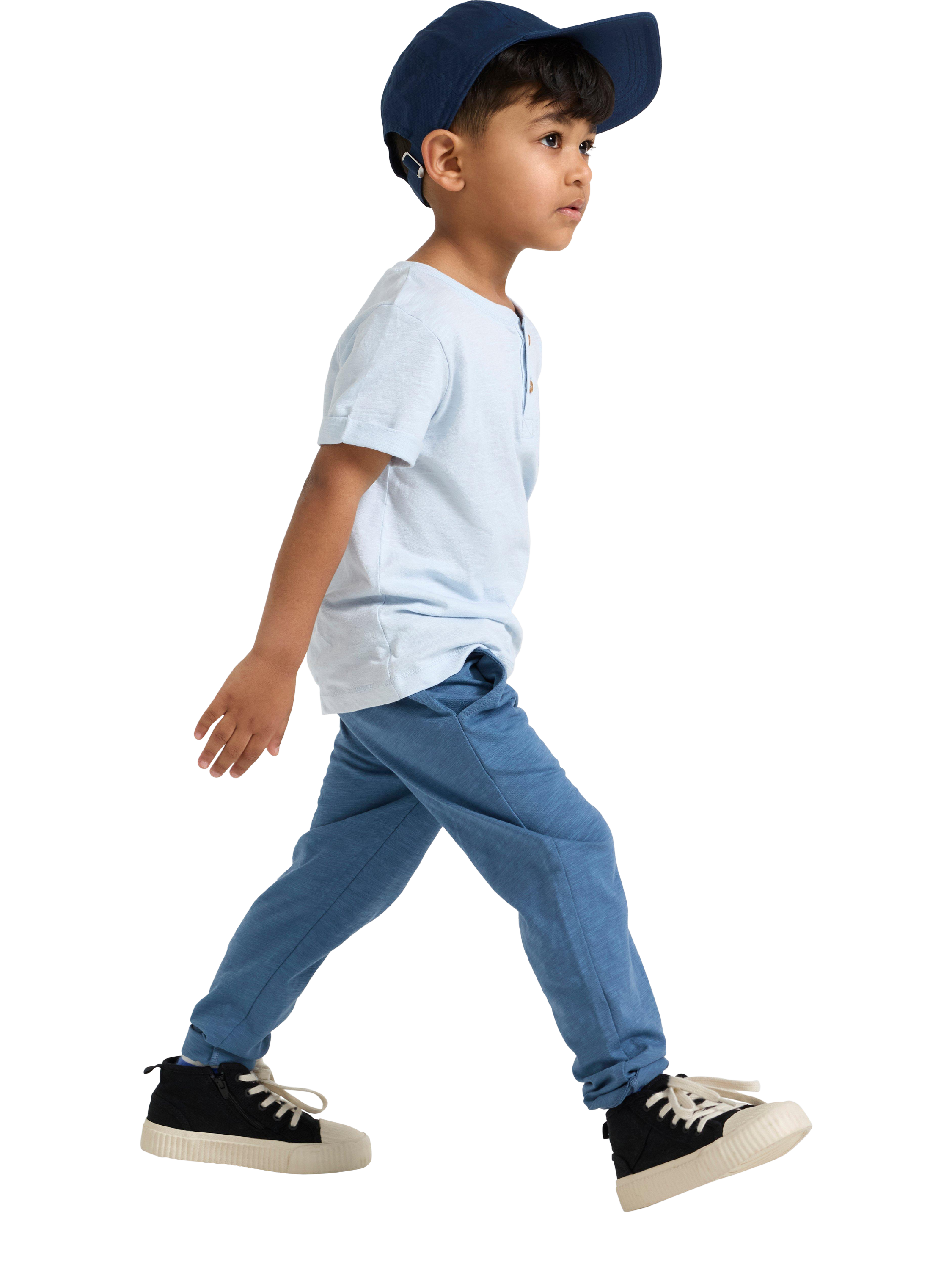 Product image 3 of 6, which shows Lindex Kids' Cotton Slub Jersey Joggers, Dusty Blue, 2-3 years
