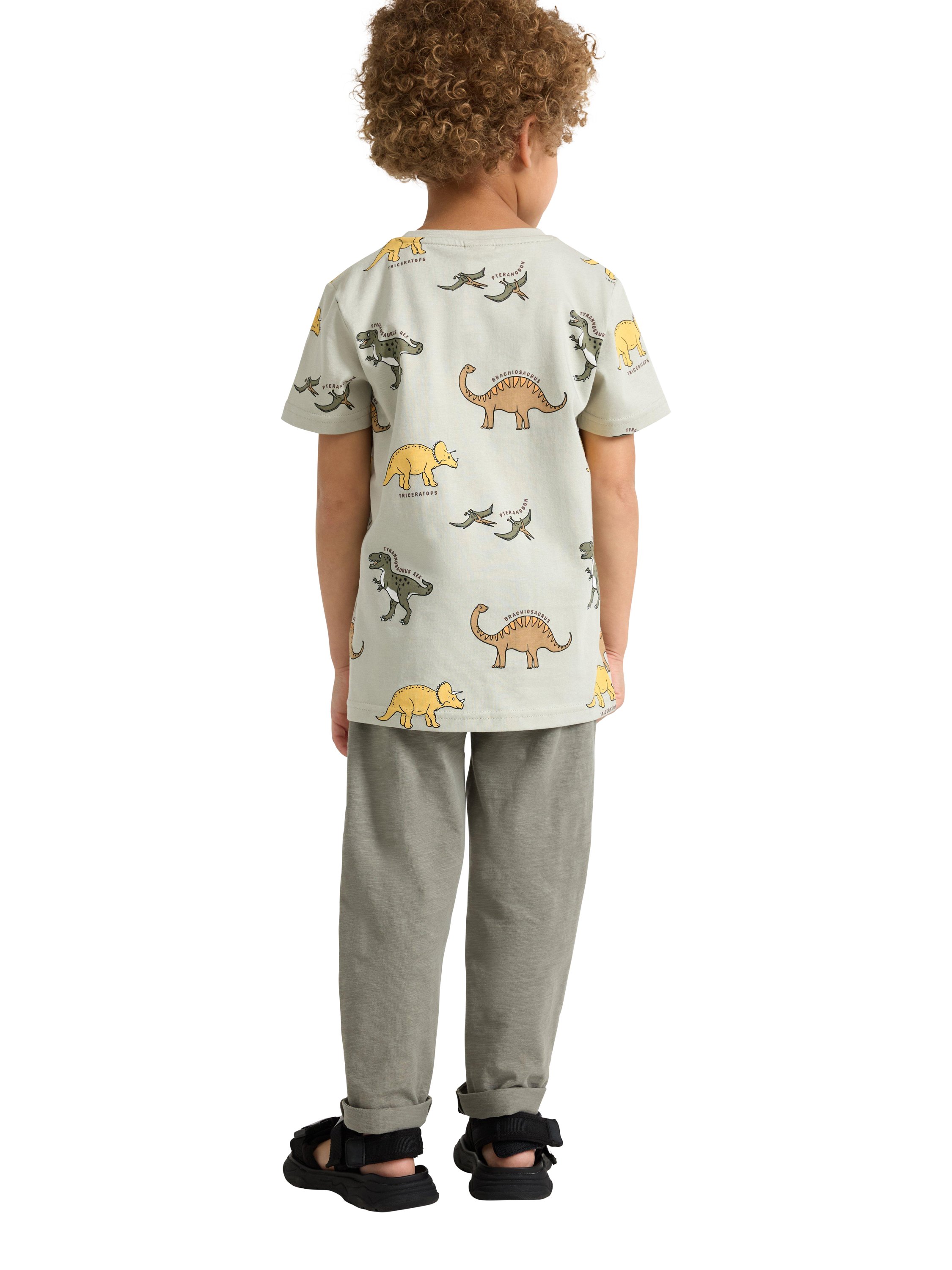 Product image 2 of 6, which shows Lindex Kids' Cotton Slub Jersey Joggers, Dusty Green, 2-3 years