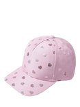 Lindex Kids' Heart Print Baseball Cap, Dusty Pink