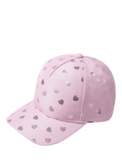 Lindex Kids' Heart Print Baseball Cap, Dusty Pink, Dusty Pink