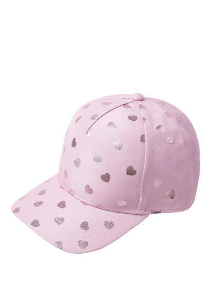 Lindex Kids' Heart Print Baseball Cap, Dusty Pink, Dusty Pink
