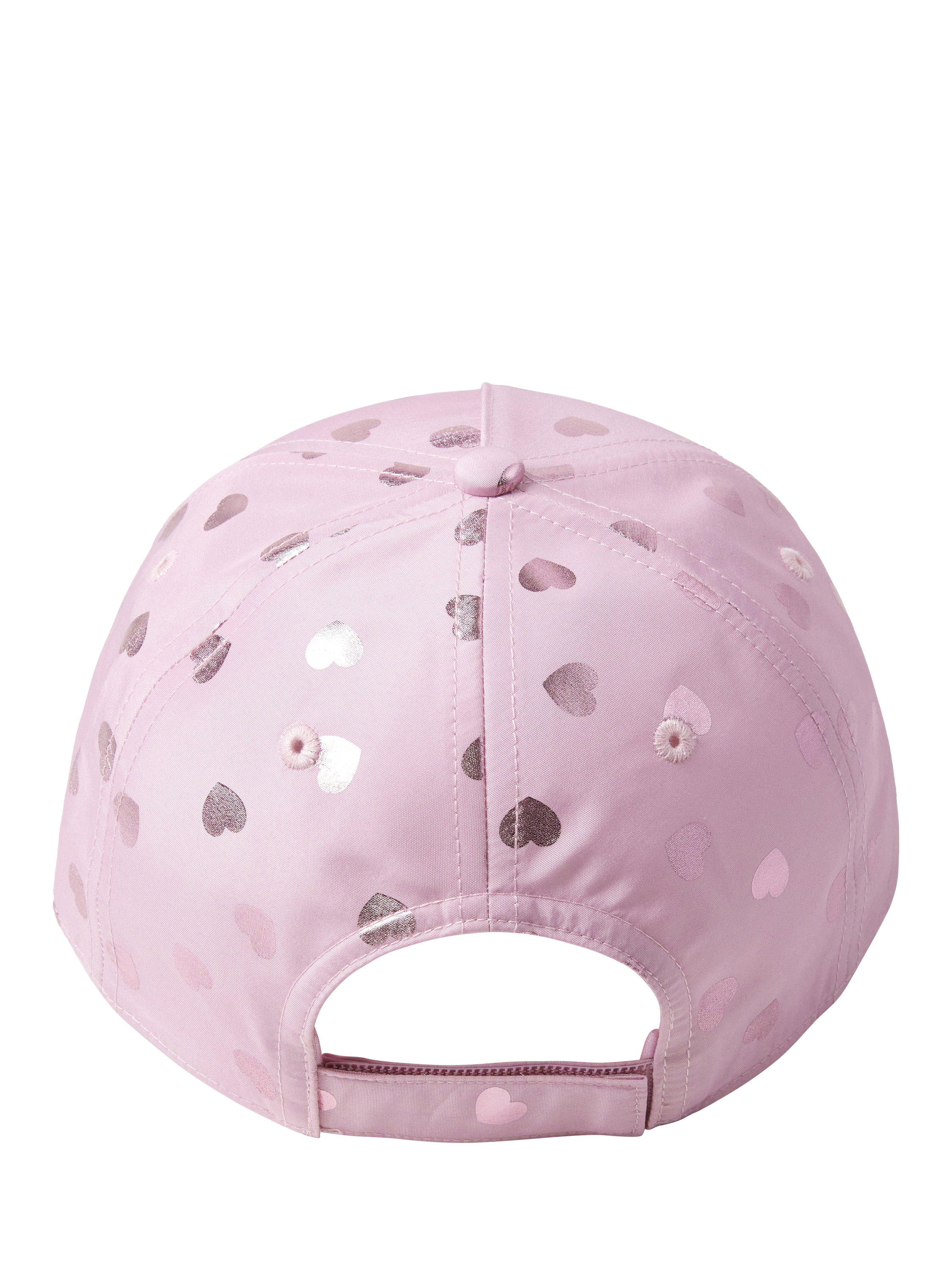 Product image 3 of 3, which shows Lindex Kids' Heart Print Baseball Cap, Dusty Pink, 2-4 years