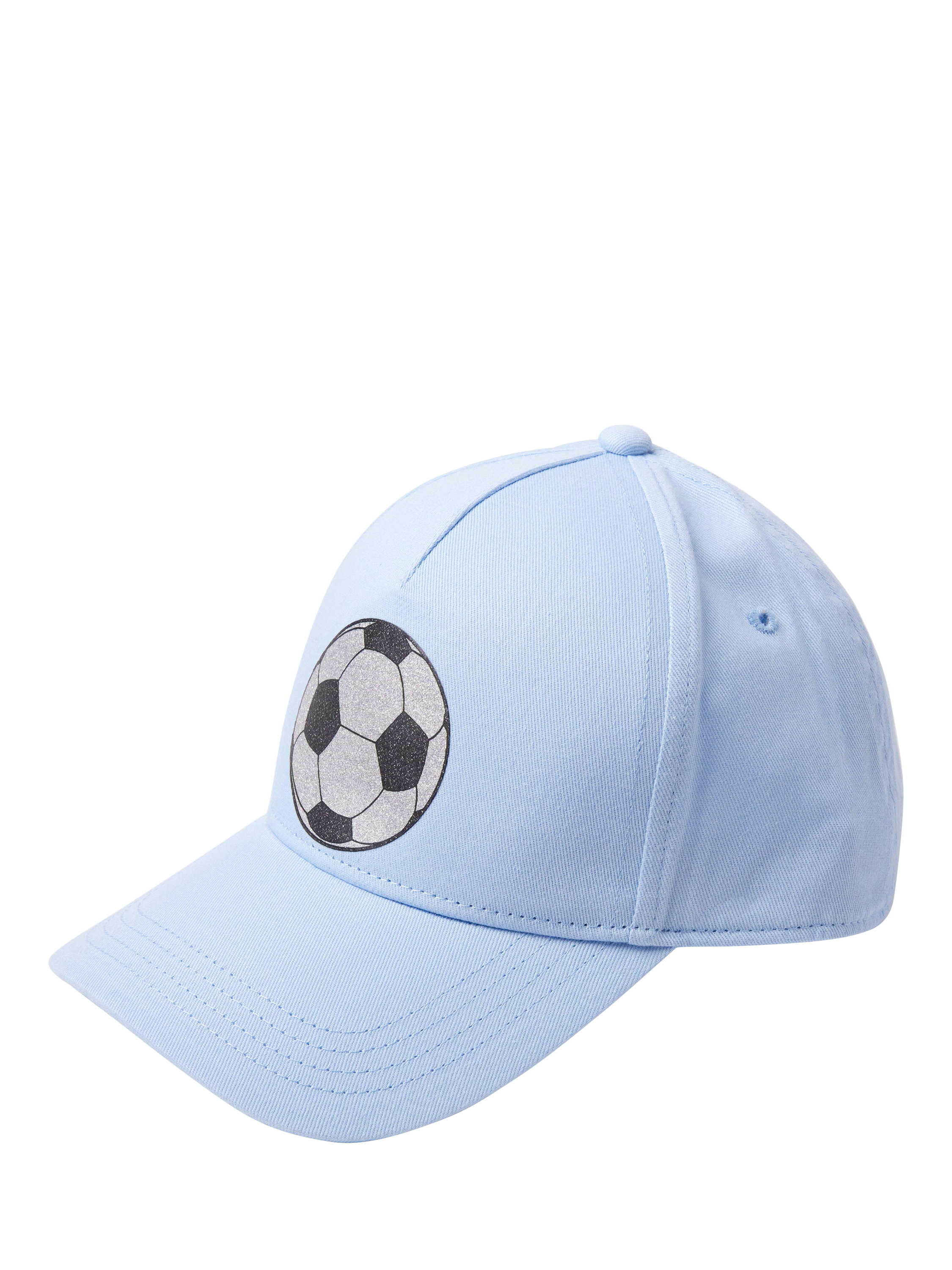 Product image 1 of 3, which shows Lindex Kids' Cotton Football Print Baseball Cap, Light Blue, 2-4 years