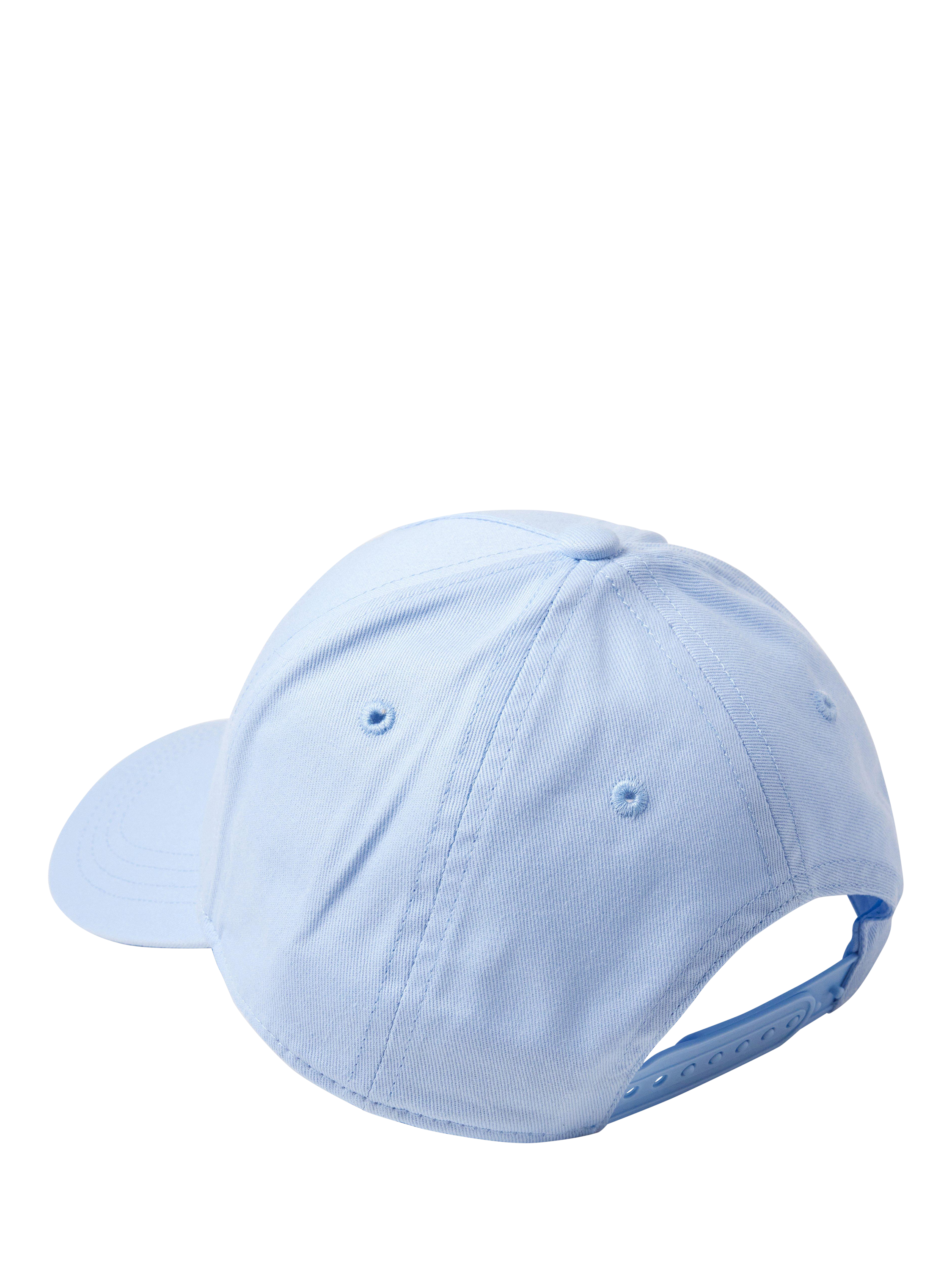 Product image 2 of 3, which shows Lindex Kids' Cotton Football Print Baseball Cap, Light Blue, 2-4 years