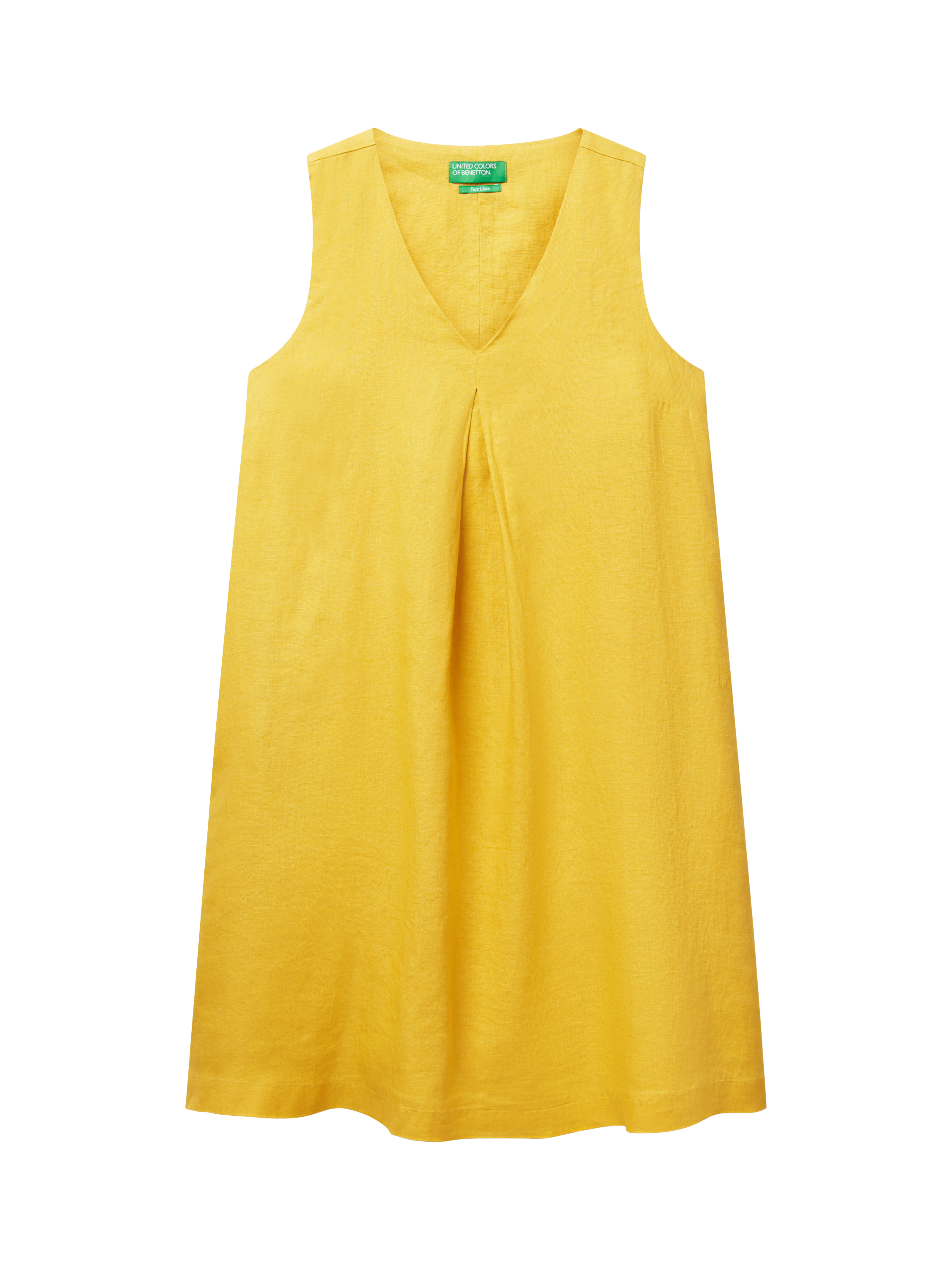 Product image 4 of 5, which shows Benetton Sleeveless Pure Linen Dress, Mid Yellow, XS