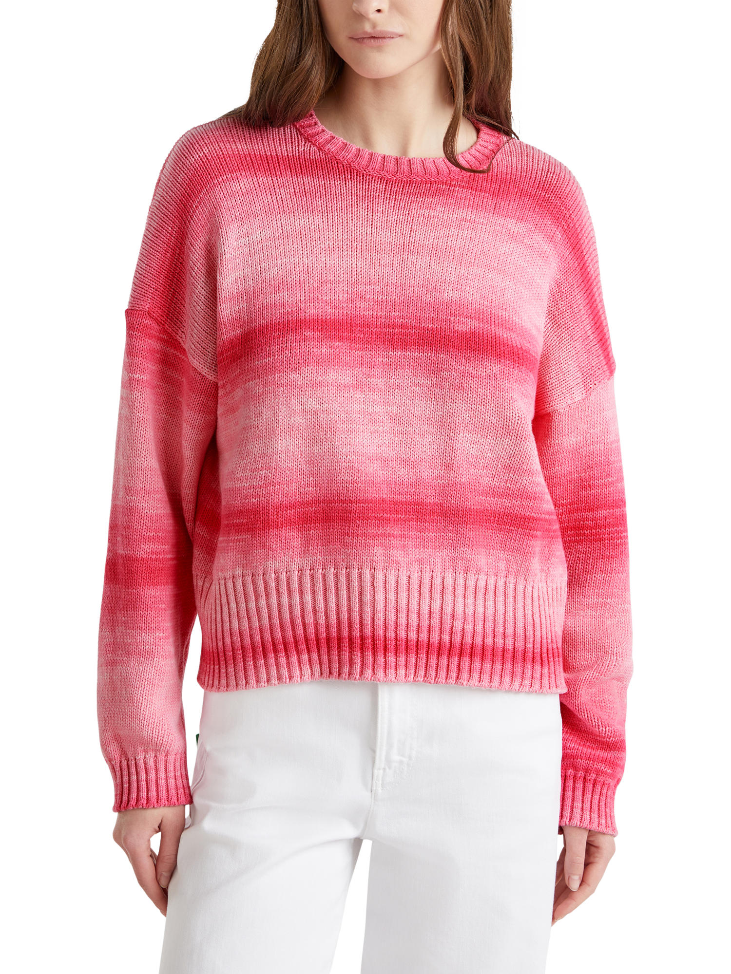 Product image 1 of 6, which shows Benetton Stripe Boxy Fit Jumper, Pink, XS