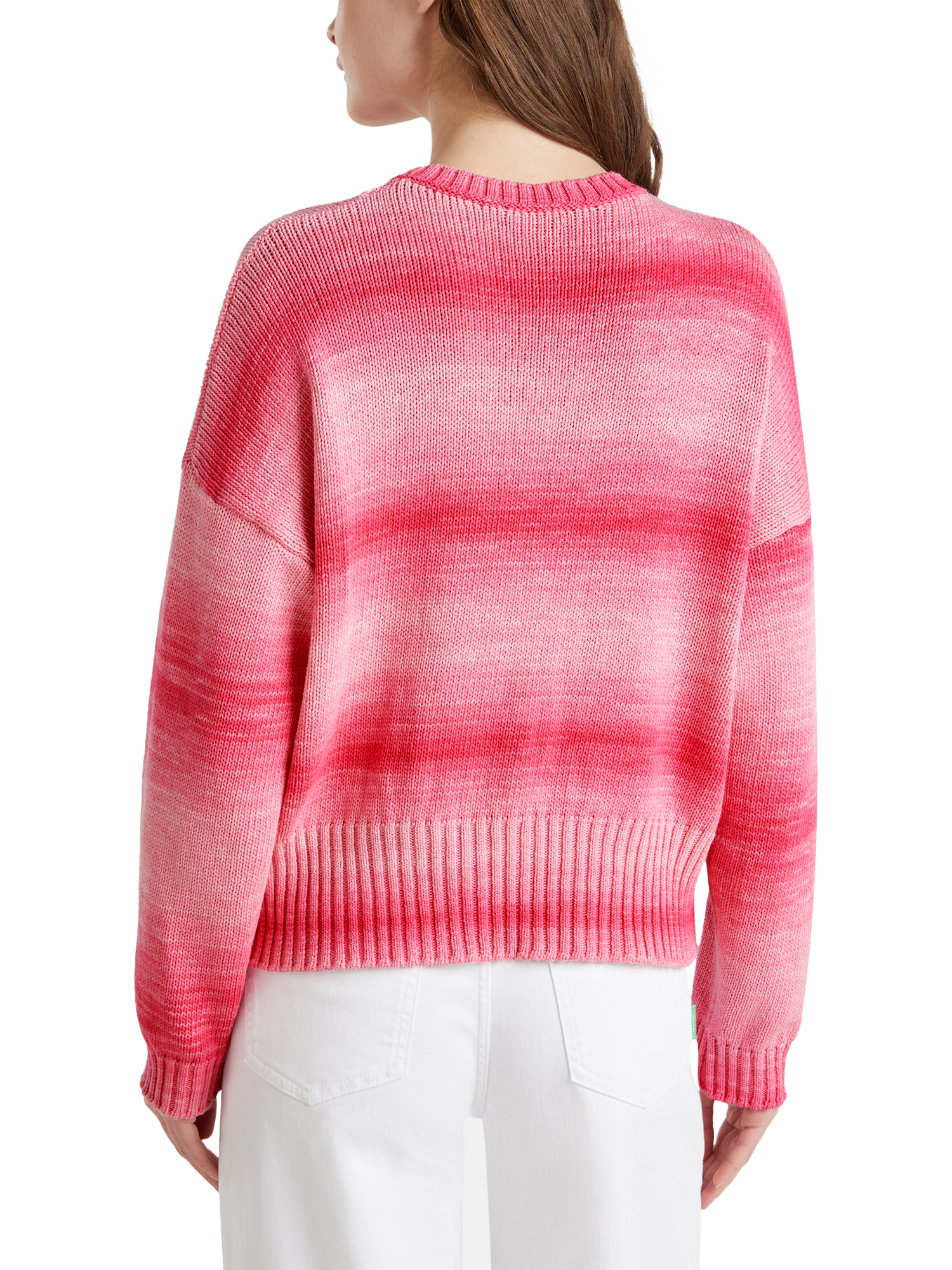 Product image 2 of 6, which shows Benetton Stripe Boxy Fit Jumper, Pink, XS