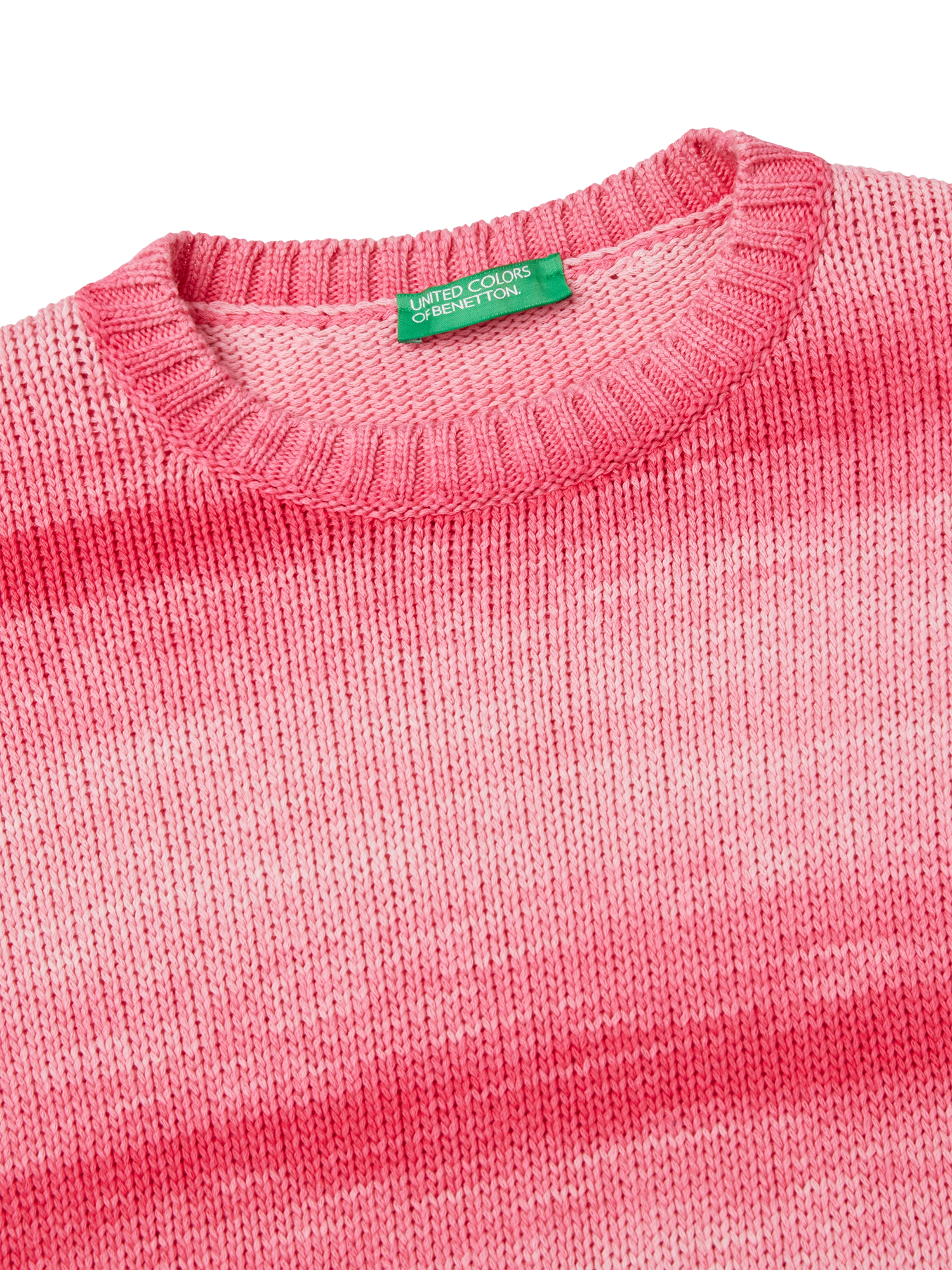 Product image 6 of 6, which shows Benetton Stripe Boxy Fit Jumper, Pink, XS