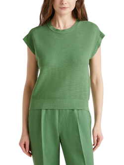 Benetton Cotton Linen Blend Sleeveless Top, Forest Green