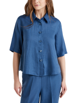 Benetton Boxy Fit Pure Linen Shirt, Mid Blue, Mid Blue