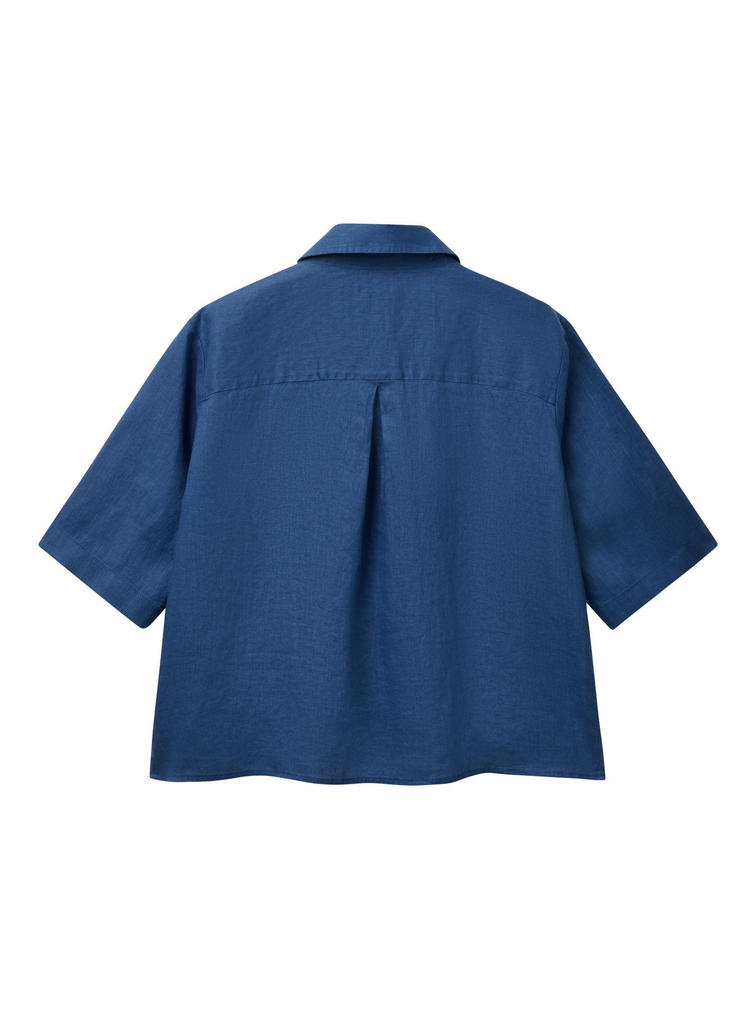 Product image 4 of 4, which shows Benetton Boxy Fit Pure Linen Shirt, Mid Blue, XS