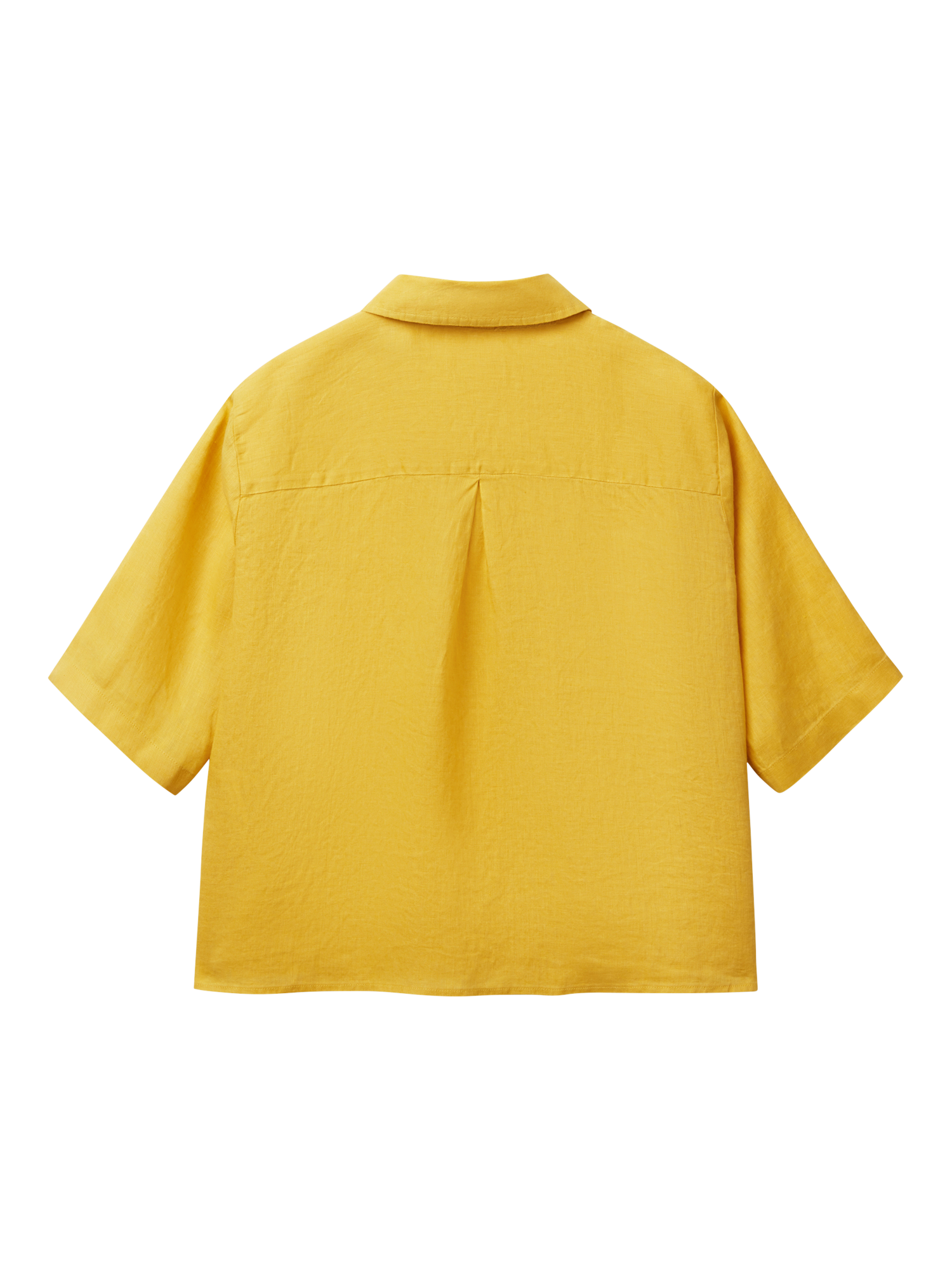 Product image 4 of 4, which shows Benetton Boxy Fit Pure Linen Shirt, Mustard, XS
