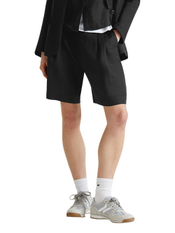Benetton Tailored Pure Linen Shorts, Black, Black