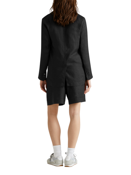 Benetton Tailored Pure Linen Shorts, Black - view 2, Black