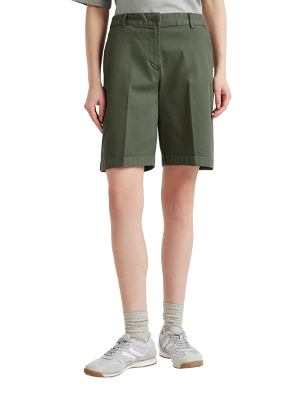 Benetton Regular Shorts with Turn-Up, Military Green