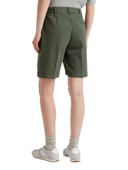Benetton Regular Shorts with Turn-Up - view 2, Military Green