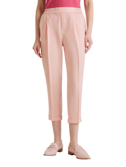 Benetton Slim Fit Linen Trousers, Powder