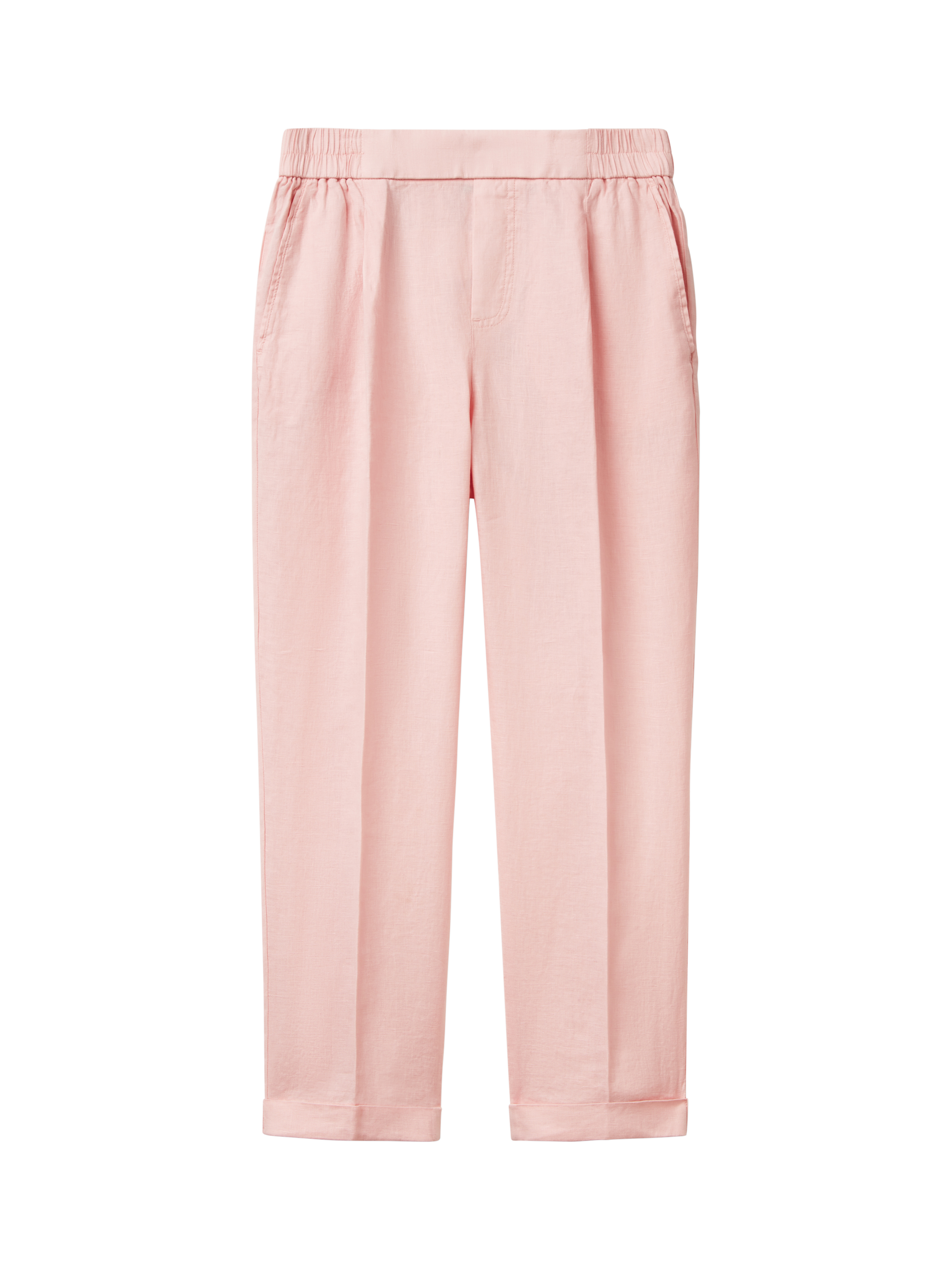 Product image 4 of 5, which shows Benetton Slim Fit Linen Trousers, Powder, XS