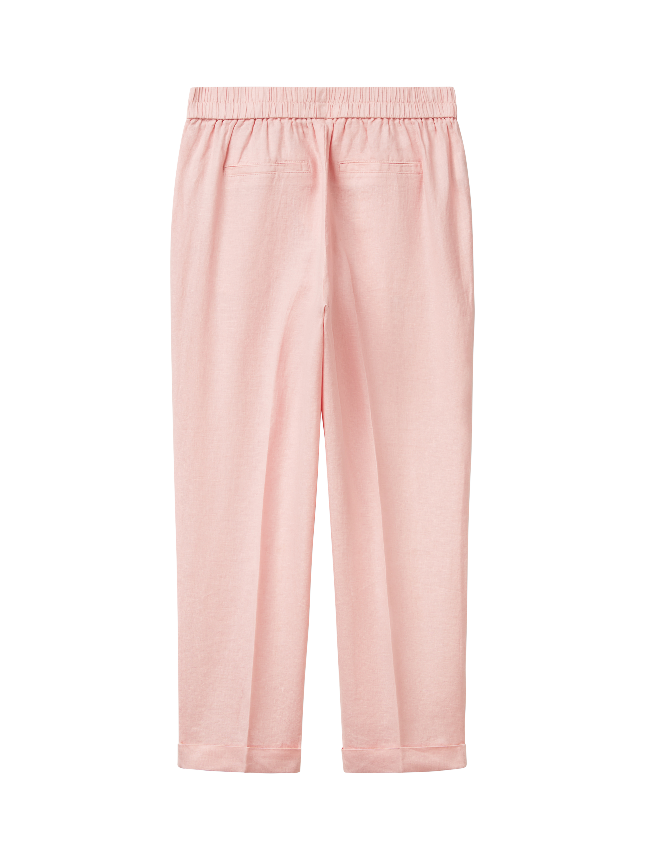 Product image 5 of 5, which shows Benetton Slim Fit Linen Trousers, Powder, XS