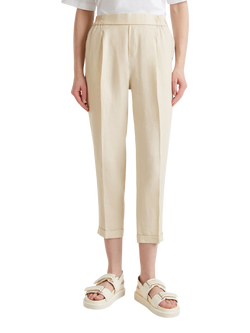 Benetton Slim Fit Linen Trousers, Beige