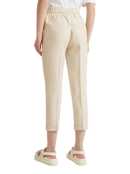Benetton Slim Fit Linen Trousers - view 2, Beige