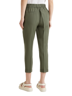 Benetton Slim Fit Linen Trousers - view 2, Military Green