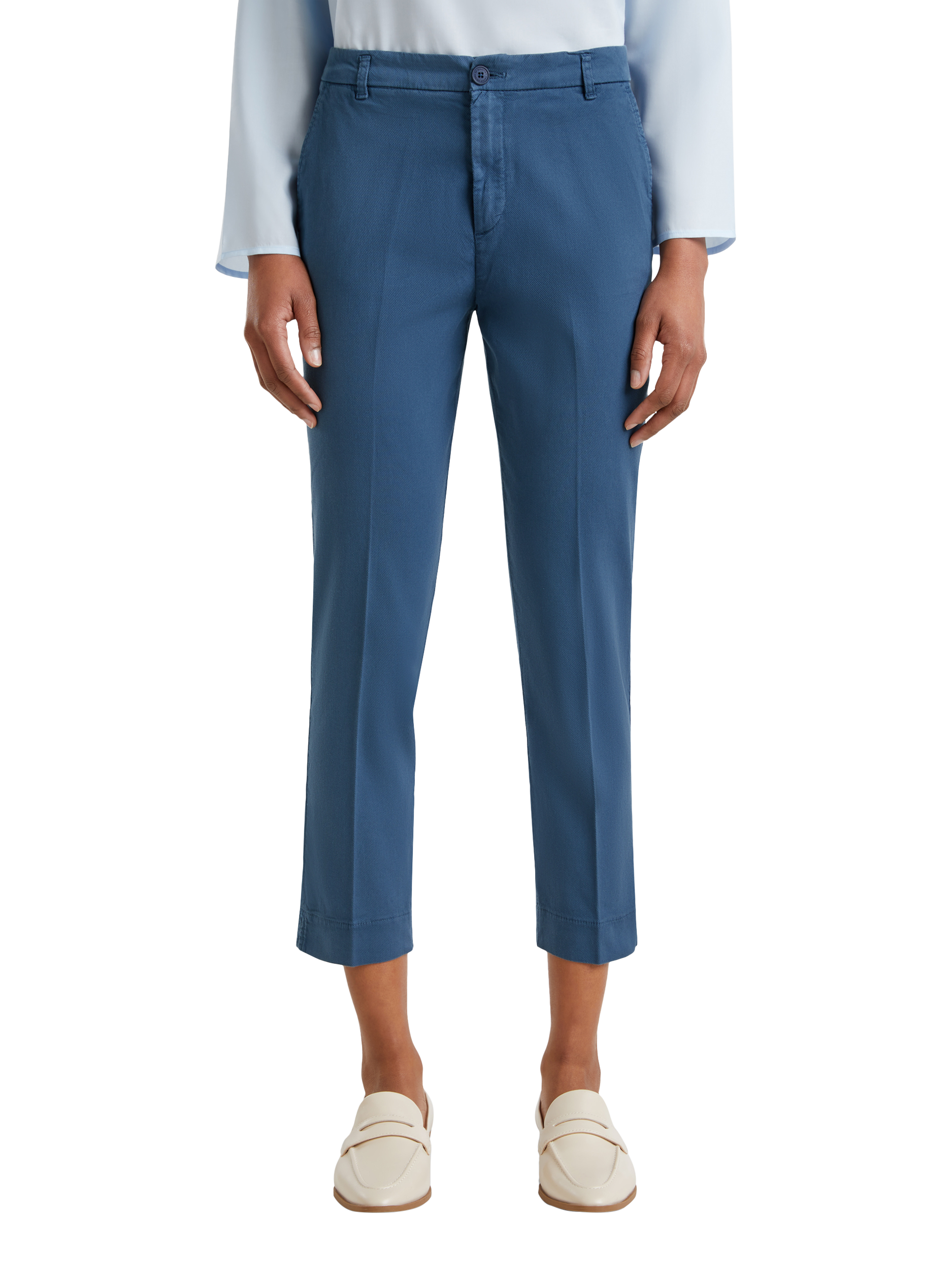 Benetton Cotton Slim Fit Trousers, Air Force Blue