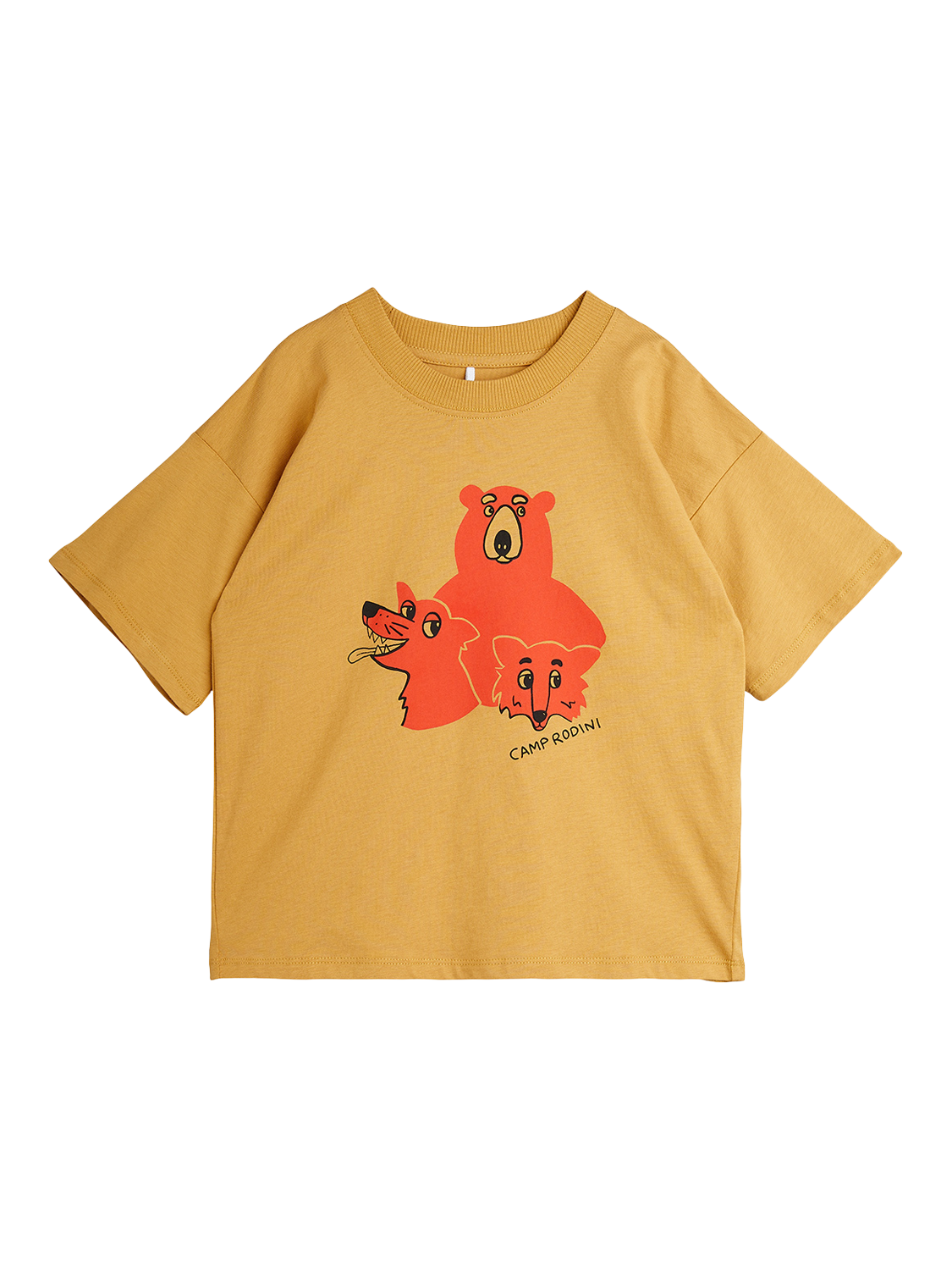 Product image 1 of 3, which shows Mini Rodini Kids' Camp Rodini T-Shirt, Beige, 18-36 months