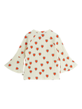 Mini Rodini Kids' Heart Trumpet Sleeve Top, Off White