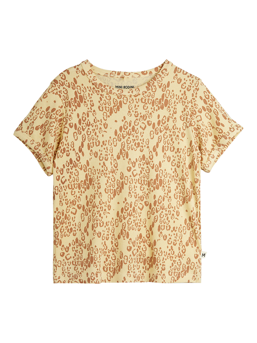 Product image 1 of 3, which shows Mini Rodini Kids' Leopard Print T-Shirt, Leopard Print, 1-4 months