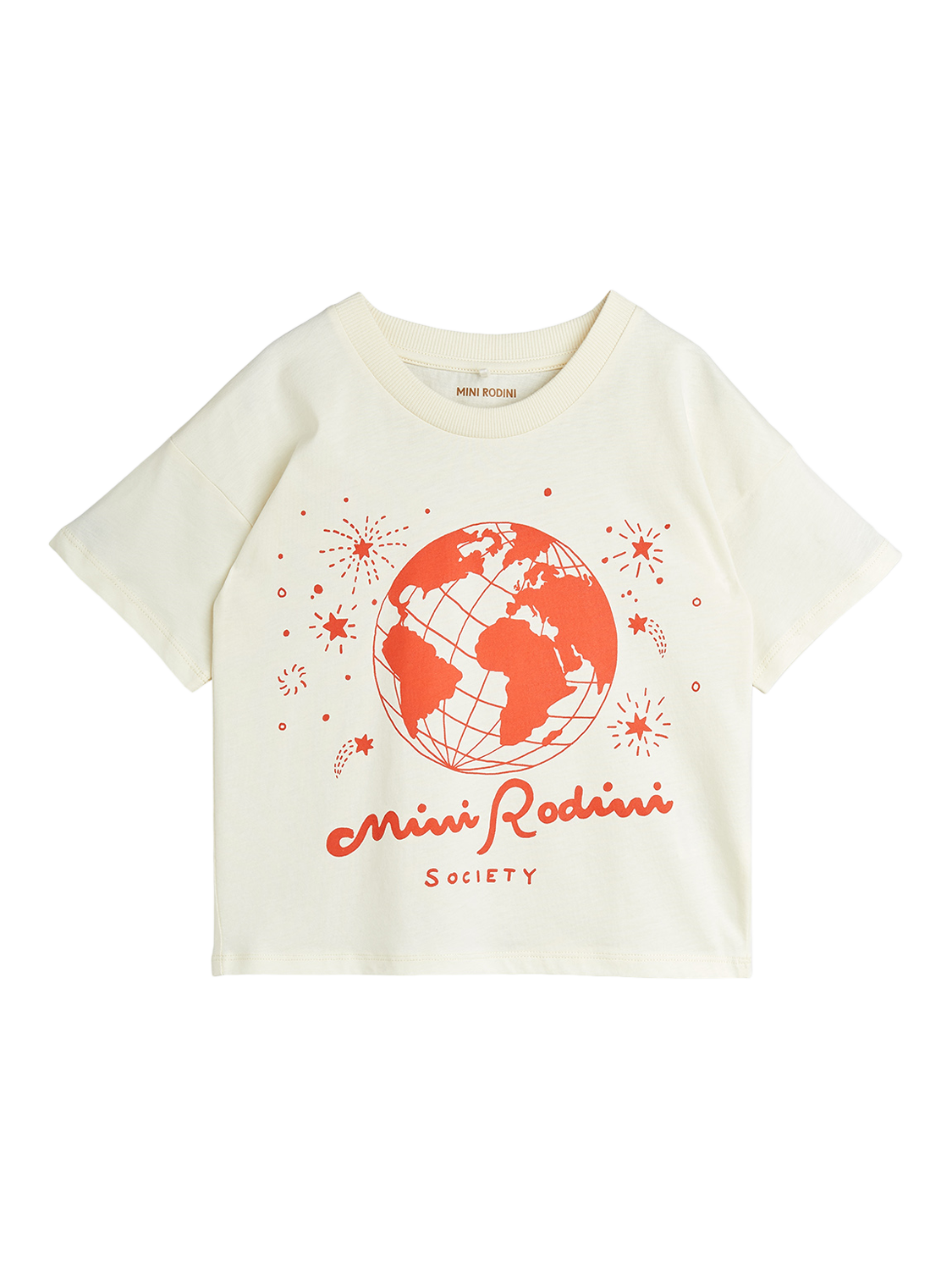 Product image 1 of 3, which shows Mini Rodini Kids' Mini Rodini Society T-Shirt, Off White, 18-36 months