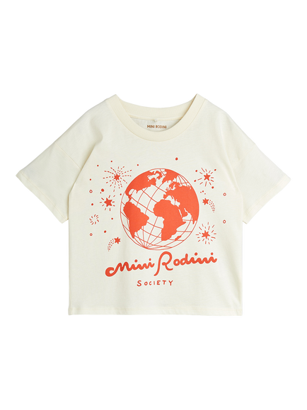 Mini Rodini Kids' Mini Rodini Society T-Shirt, Off White, Off White