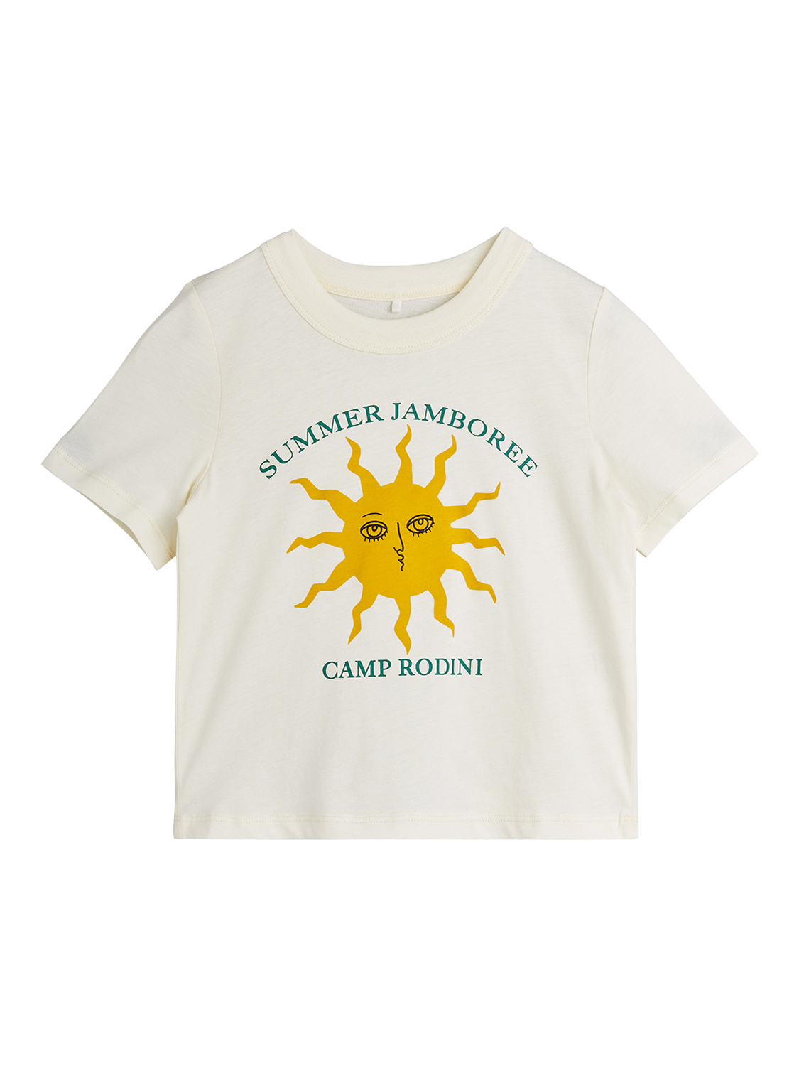 Product image 1 of 3, which shows Mini Rodini Kids' Summer Jamboree Sun Print T-Shirt, Off White, 18-36 months