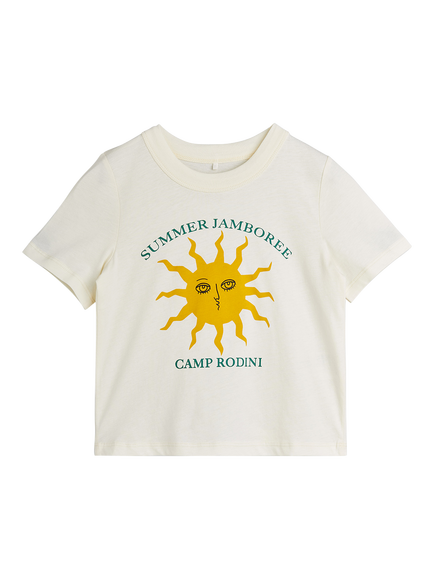 Mini Rodini Kids' Summer Jamboree Sun Print T-Shirt, Off White, Off White