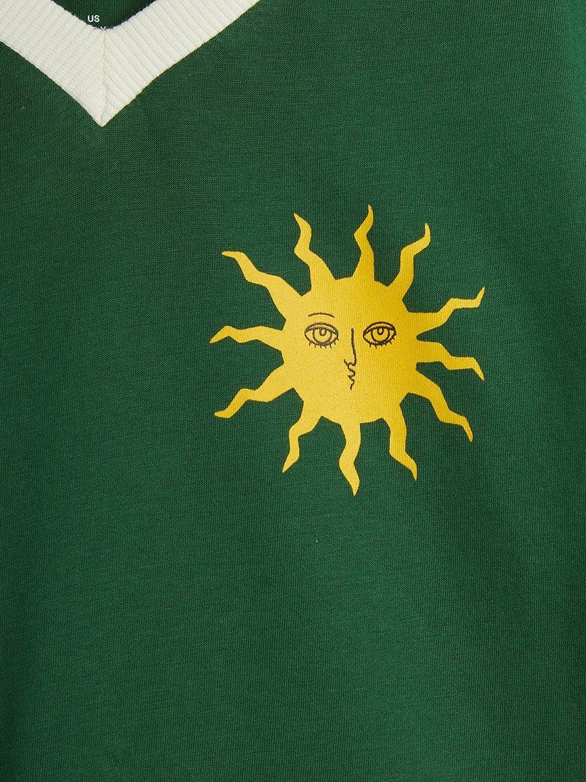 Product image 3 of 3, which shows Mini Rodini Kids' Sun V-Neck T-Shirt, Green, 18-36 months