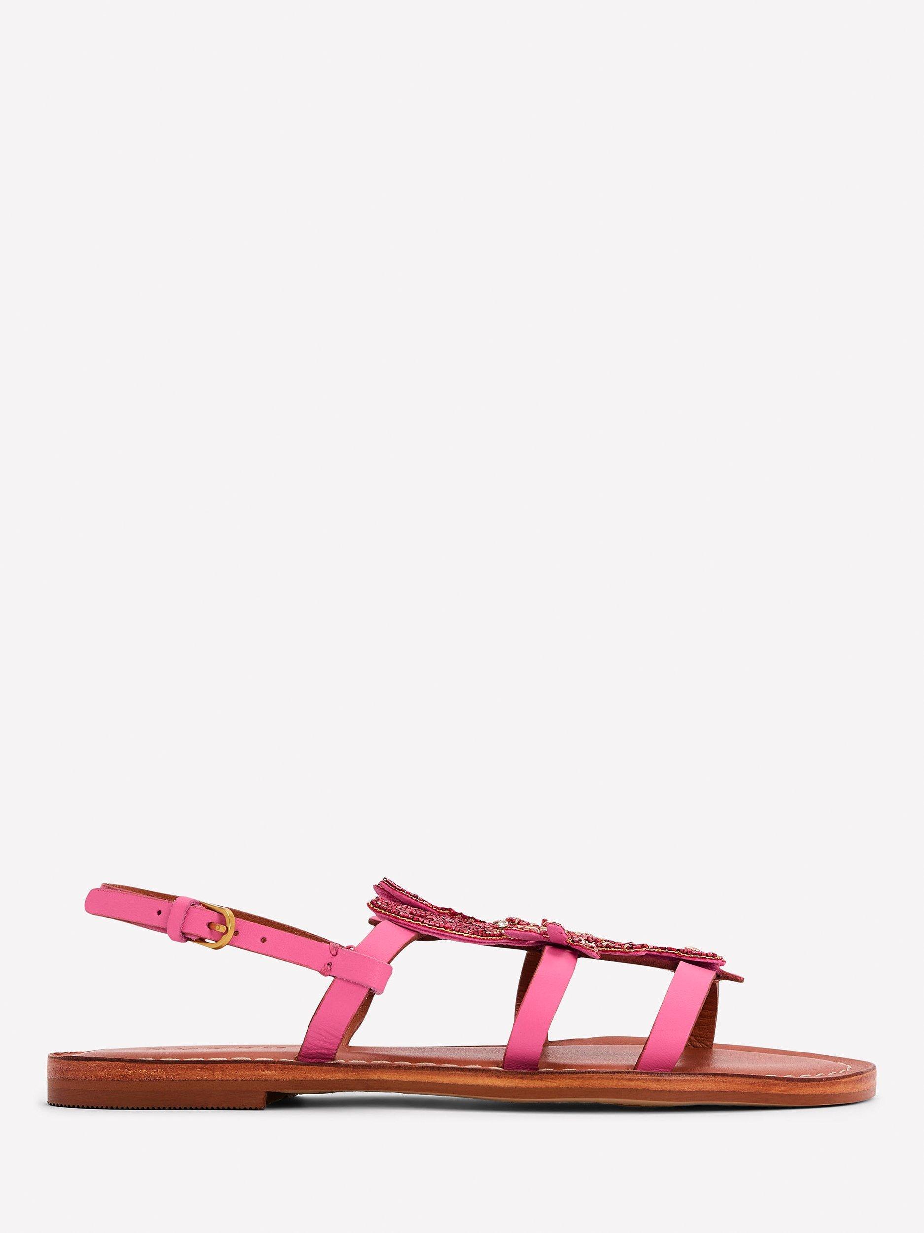 Product image 1 of 5, which shows Boden Novelty Flat Leather Sandals, Lobster, 4