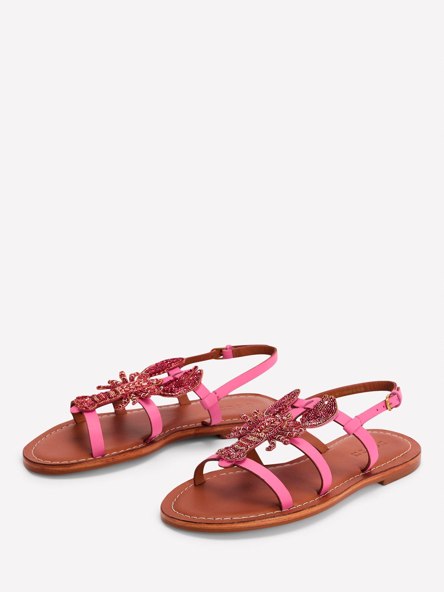Product image 2 of 5, which shows Boden Novelty Flat Leather Sandals, Lobster, 4