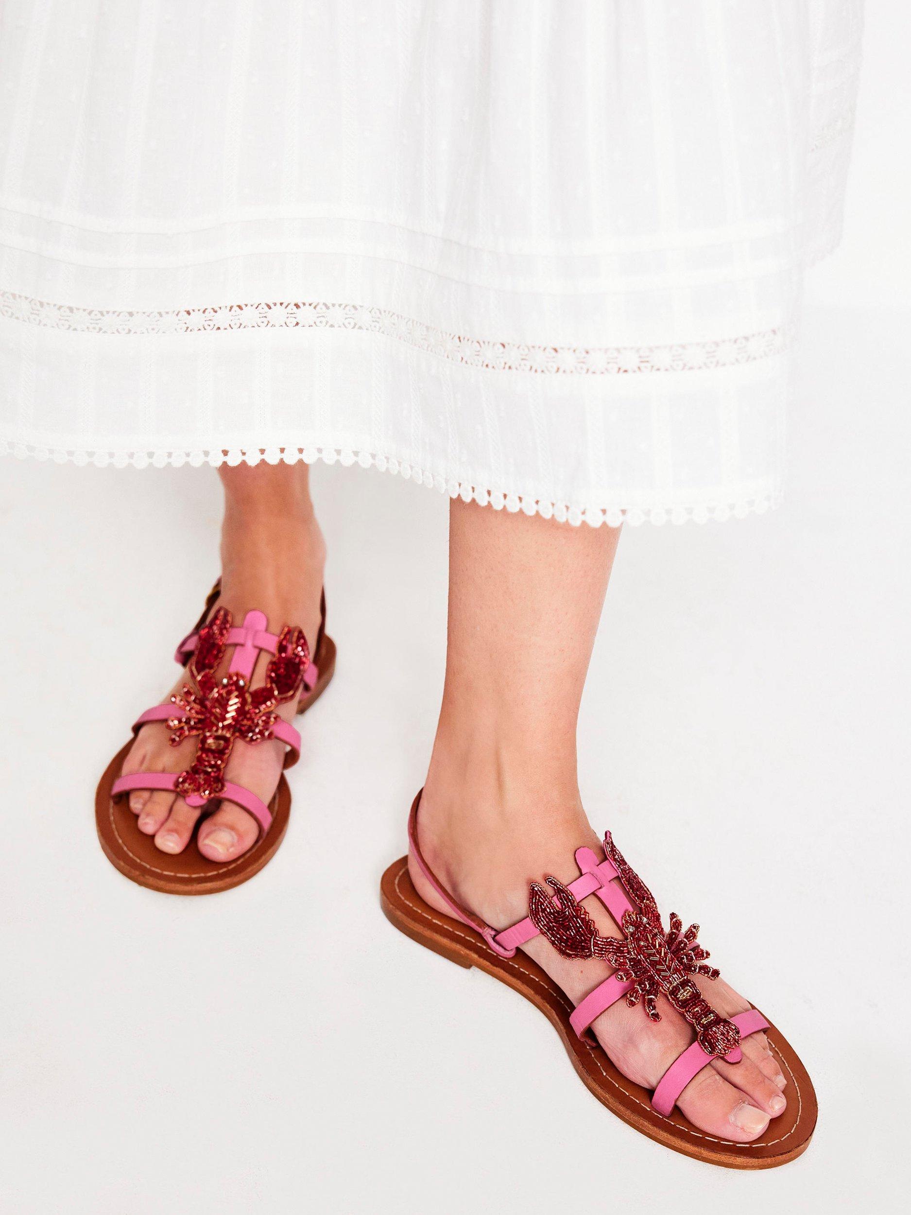 Product image 5 of 5, which shows Boden Novelty Flat Leather Sandals, Lobster, 4