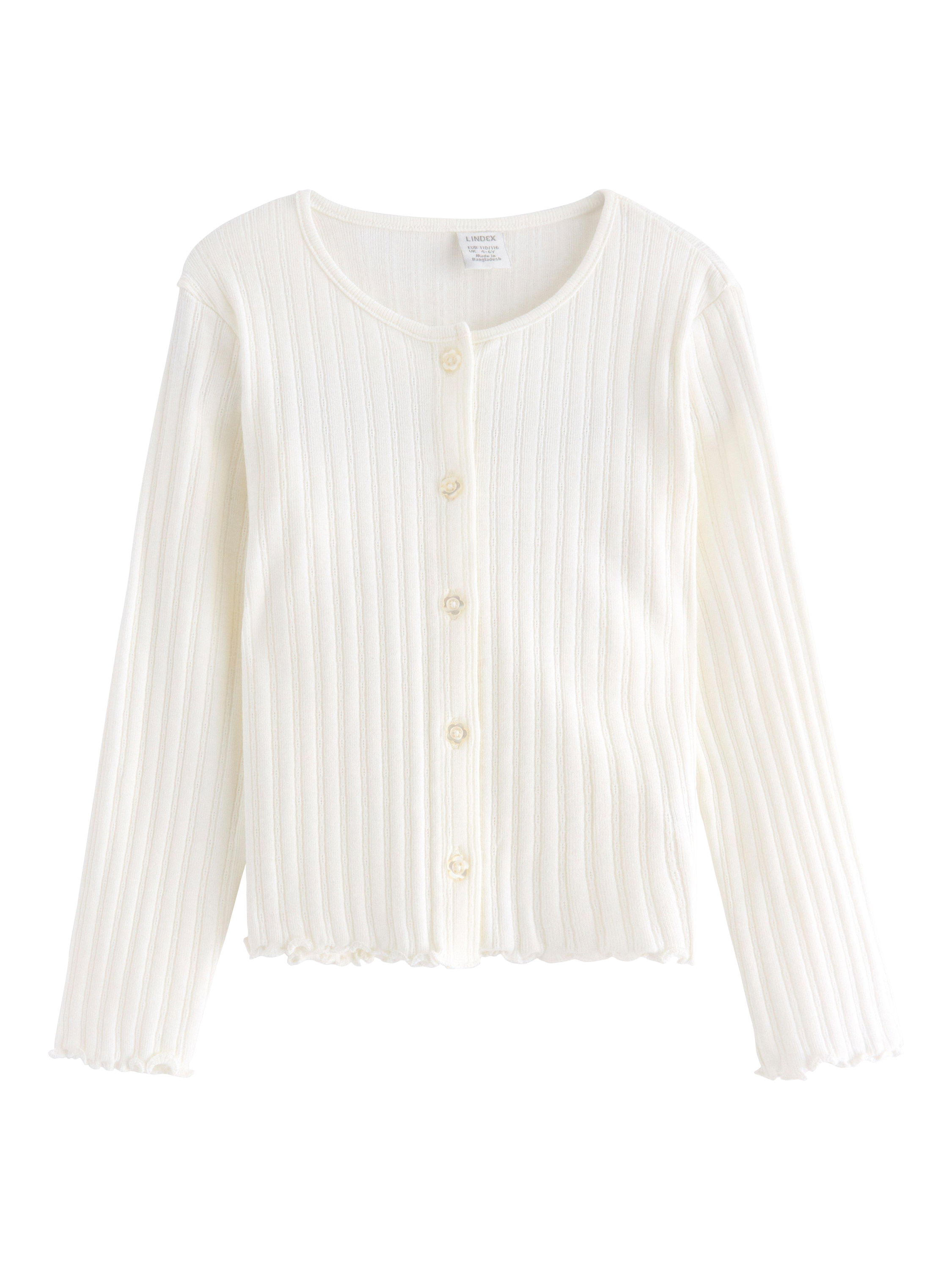 Product image 1 of 3, which shows Lindex Kids' Cotton Textured Cardigan, Light Dusty White, 8-10 years