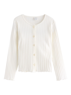 Lindex Kids' Cotton Textured Cardigan, Light Dusty White, Light Dusty White