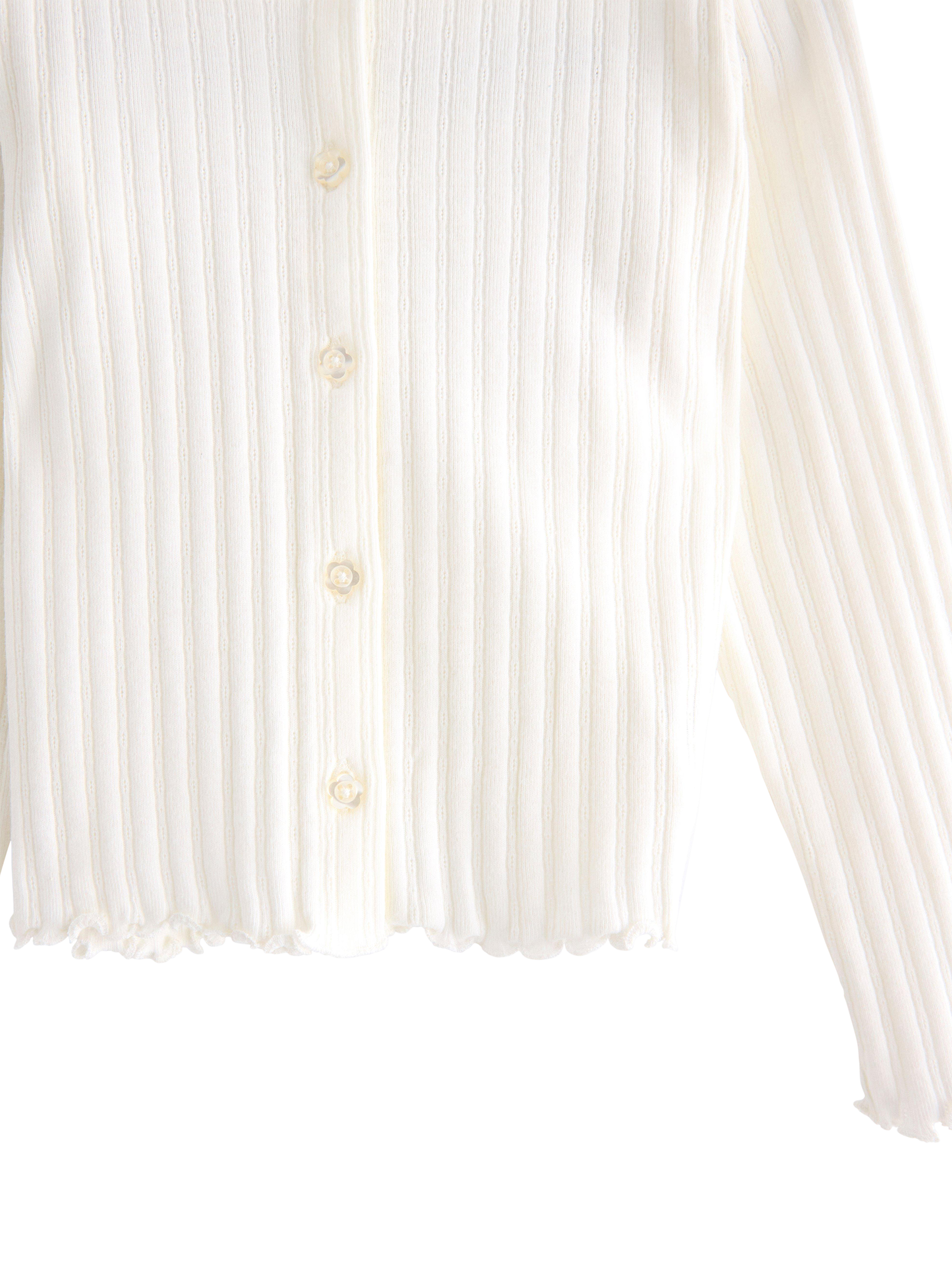 Product image 3 of 3, which shows Lindex Kids' Cotton Textured Cardigan, Light Dusty White, 8-10 years