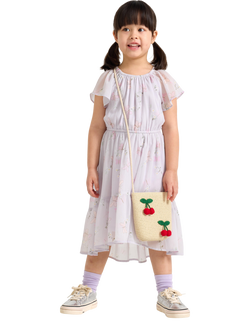 Lindex Kids' Chiffon Floral Tiered Dress, Light Dusty Lilac, Light Dusty Lilac