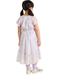Lindex Kids' Chiffon Floral Tiered Dress, Light Dusty Lilac - view 2, Light Dusty Lilac