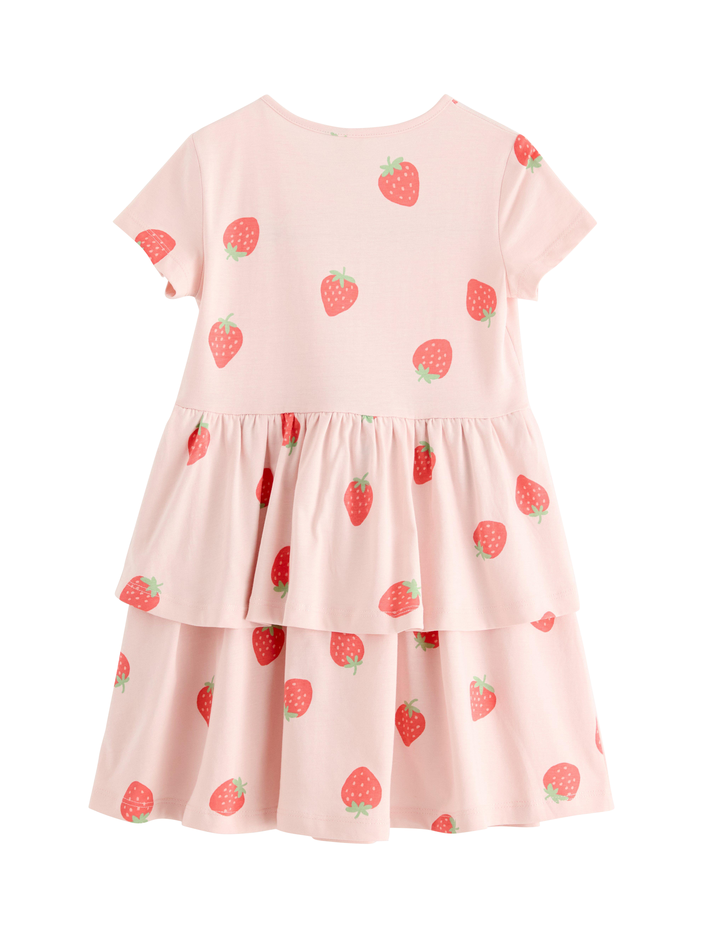 Product image 5 of 6, which shows Lindex Kids' Short Sleeve Strawberry Dress, Light Dusty Pink, 5-6 years